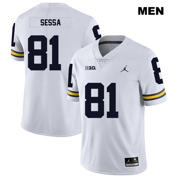 Men's NCAA Michigan Wolverines Will Sessa #81 White Jordan Brand Authentic Stitched Legend Football College Jersey FS25A72BH